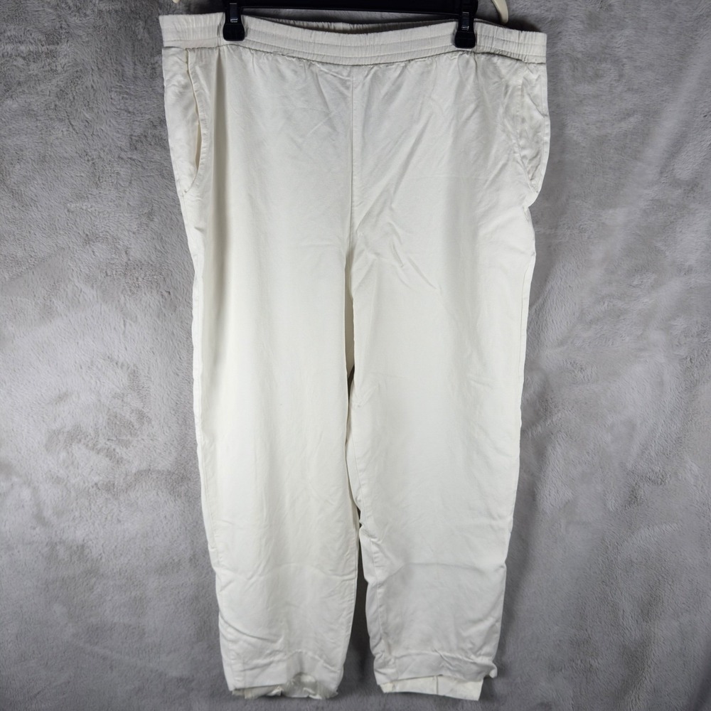 Vintage Saint Germain Paris Womens White Elastic Waist Tapered Pants Made in USA